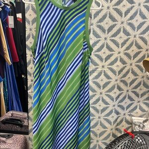 Scoop  Maxi dressStriped Blue and Green Sleeveless Dress